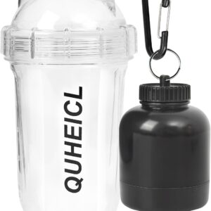 Protein Shaker Bottle – 20 oz with extra protein powder storage container 80g | No…