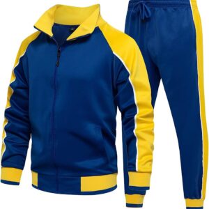 DUOFIER Men Tracksuit Set Full-Zip Sweatshirt Jogger Sweatpants Warm Sports Suit Gym…