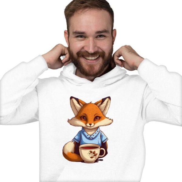 Fox Print Hooded Sweatshirt – Funny Hoodie – Coffee Hoodie