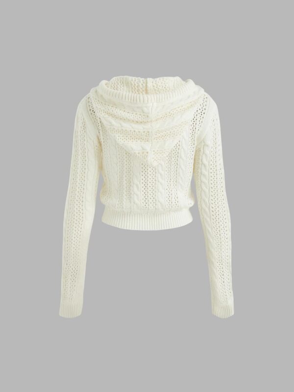 CIDER Womens Zip Up Hoodie Crop Top Hollow Out Knitted Long Sleeve Cardigan Jacket…