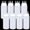 8 Pcs 3 Hole Squeeze Bottles 16 oz Plastic Condiment Squeeze Bottles Salad Dressing...