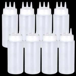 8 Pcs 3 Hole Squeeze Bottles 16 oz Plastic Condiment Squeeze Bottles Salad Dressing…