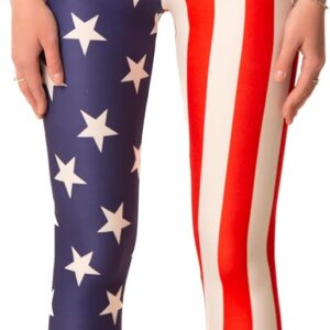 Womens Long Striped Leggings High Waisted 4th of July American Flag Stars…