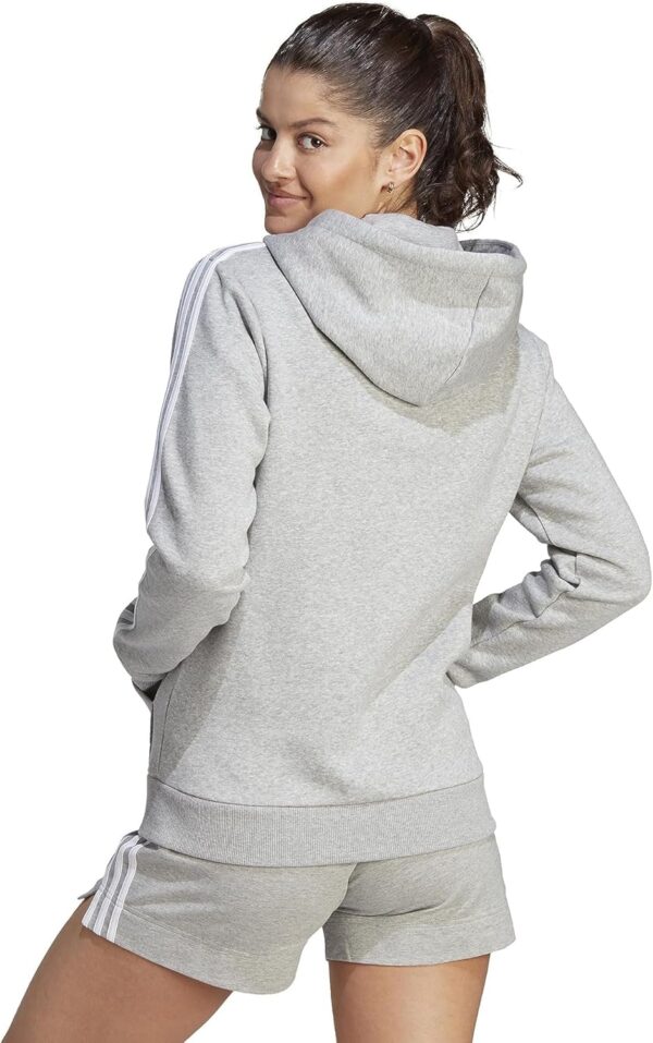 adidas Women’s Essentials Full-Zip Hoodie, Medium Grey Heather/White, Large