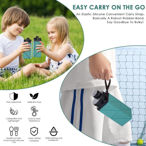 2pcs Collapsible Water Bottles,420ml Foldable Water Bottle BPA Free Reusable…