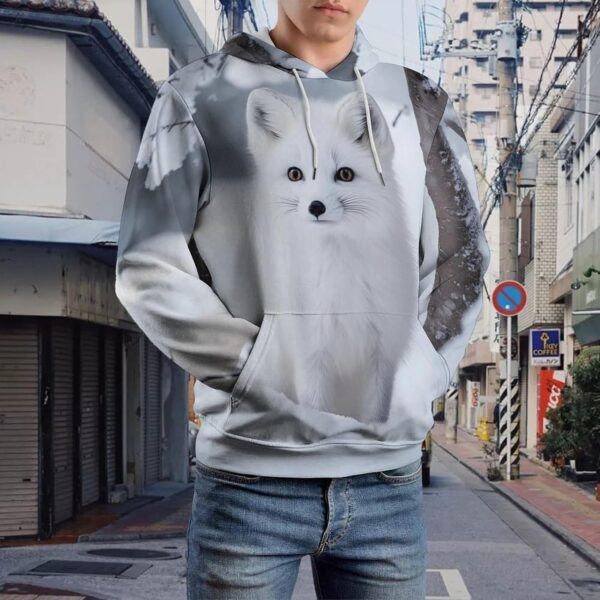 White Fox in The Snow Unisex Hoodies Long Sleeve Hooded Pullover Lightweight…