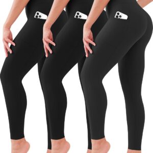3 Pack Leggings for Women High Waisted No See-Through Tummy Control Soft…