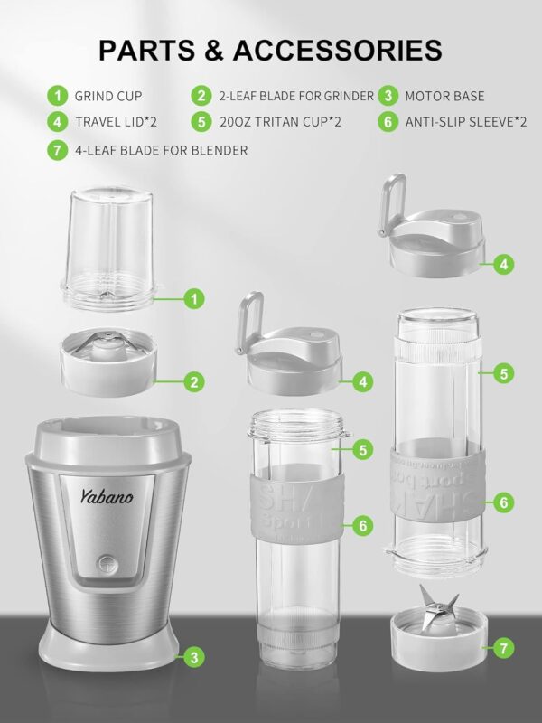 Personal Blender, Electric Shake Bottle with 2 x 20oz Travel Bottle and Coffee/Spices…