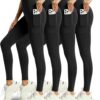4 Pack Leggings with Pockets for Women - Soft High Waisted Tummy Control...