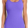 ATTRACO Ribbed Workout Tank Tops for Women with Built in Bra Tight Racerback...