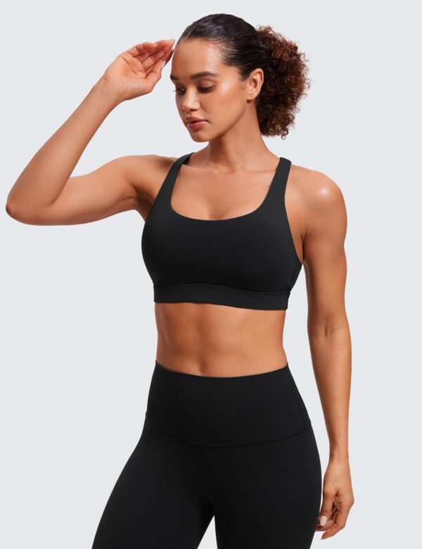 CRZ YOGA Women’s Strappy Sports Bras Fitness Workout Padded Yoga Top Criss…