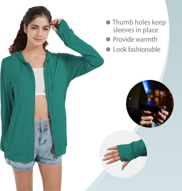QBK Light Weight Zip Up Hoodie Thin Summer Jacket For Women