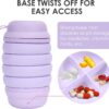 Collapsible Water Bottle 16 oz With Pill Storage, Silicone, BPA Free, Vitamin Storage…