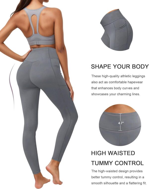 Dimore 4 Pack Workout Leggings for Women with Pockets,High Waisted Tummy…