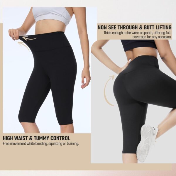 DHSO Women’s Knee Length Capri Leggings  High Waisted Capri Pants Workout…