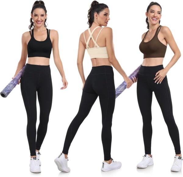 WANAYOU Sports Bras for Women High Support Ribbed Strappy Running Sports Bra…