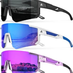 Polarized Sports Sunglasses for Men, UV400 Protection Mens Sunglasses Wrap Around Sun…