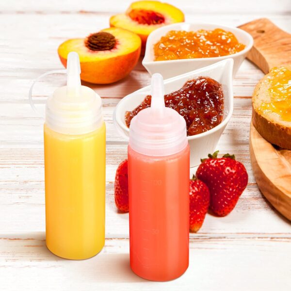 Hoolerry 32 Pcs 4oz Plastic Squeeze Bottles Condiment Squirt Bottle Set with Discrete…