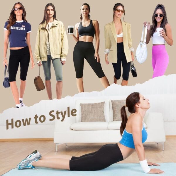 DHSO Women’s Knee Length Capri Leggings  High Waisted Capri Pants Workout…