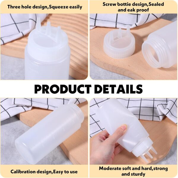 8 Pcs 3 Hole Squeeze Bottles 16 oz Plastic Condiment Squeeze Bottles Salad Dressing…