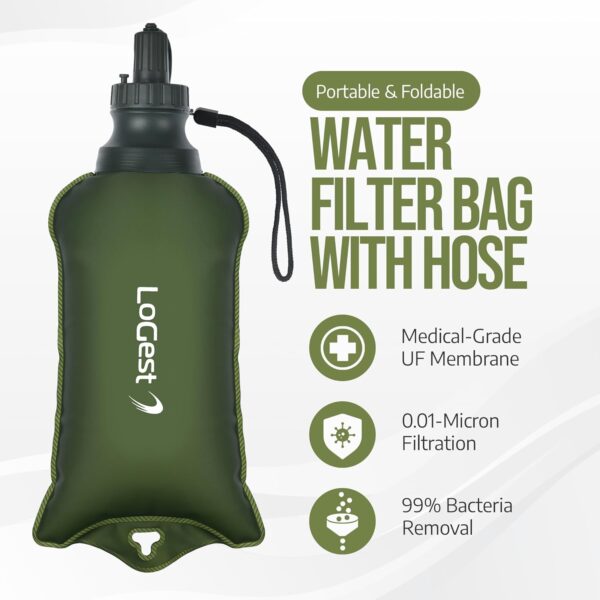 LoGest Portable Foldable Water Filter Bag with Hose – Portable Personal Water…