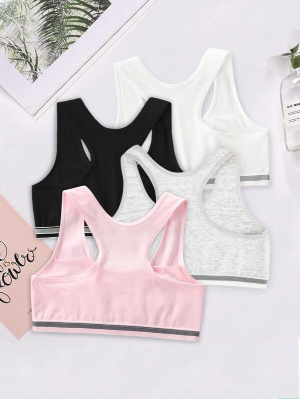 OYOANGLE Girl’s 4 Pack Racerback Sports Bra Girls Sports Bras Print Solid…