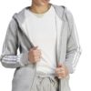 adidas Women’s Essentials Full-Zip Hoodie, Medium Grey Heather/White, Large