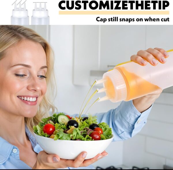 8 Pcs 3 Hole Squeeze Bottles 16 oz Plastic Condiment Squeeze Bottles Salad Dressing…