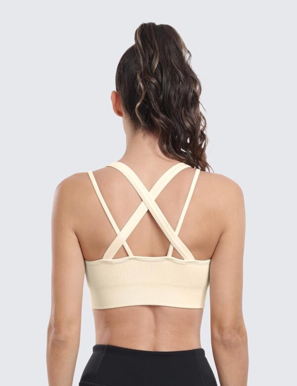 WANAYOU Sports Bras for Women High Support Ribbed Strappy Running Sports Bra…