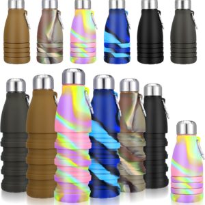 6 Pcs Collapsible Water Bottles 18 oz Portable Foldable Water Bottles Silicone Leak…