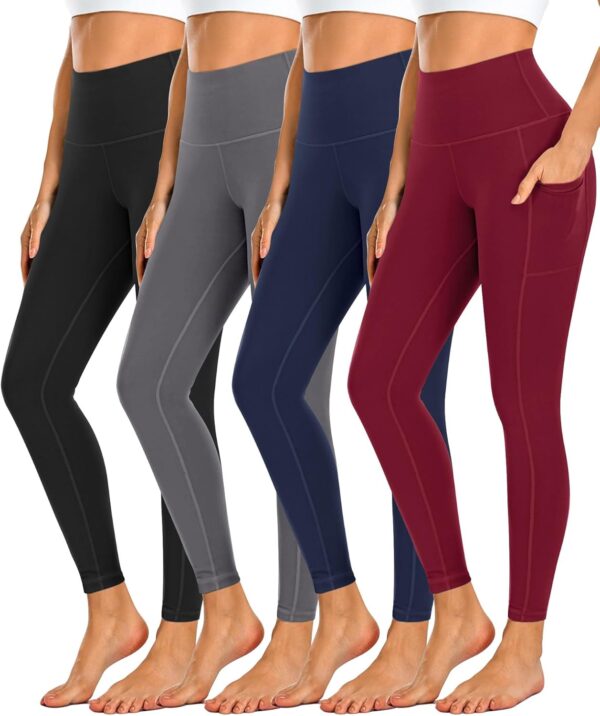 Dimore 4 Pack Workout Leggings for Women with Pockets,High Waisted Tummy…