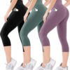 Blisset Women's High Waisted Capri Buttery Soft Tummy Control No See Through...