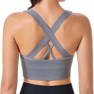 Sports Bra, Workout Tops for Women, Medium Impact Strappy Padded Sports Bras…