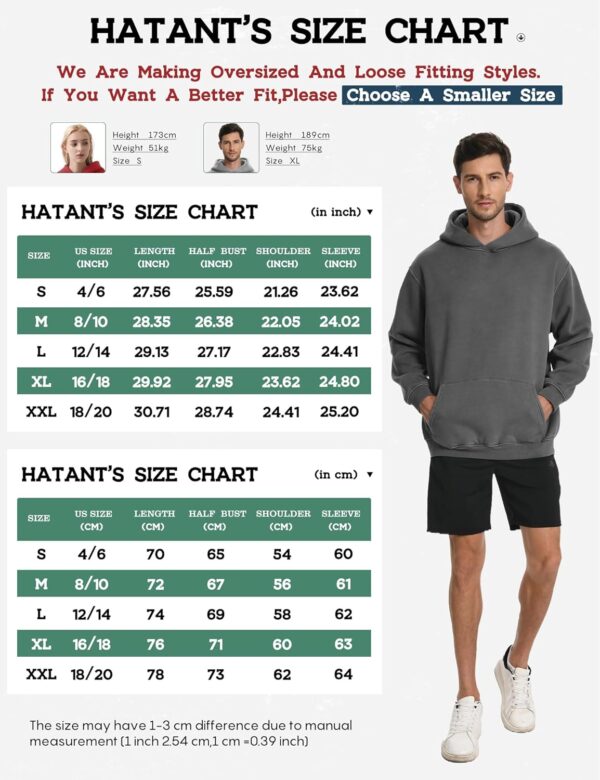 Hatant Hoodies for Men Heavyweight Fleece Sweatshirts Mens Acid Wash Athletic Hoodie…