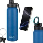 Protein Shaker Bottle Stainless Steel Insulated Shaker 24oz Metal Shaker Bottle With...