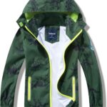 Boys Rain Jacket with Detachable Hood Lightweight Raincoats for Kids