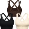 WANAYOU Sports Bras for Women High Support Ribbed Strappy Running Sports Bra...