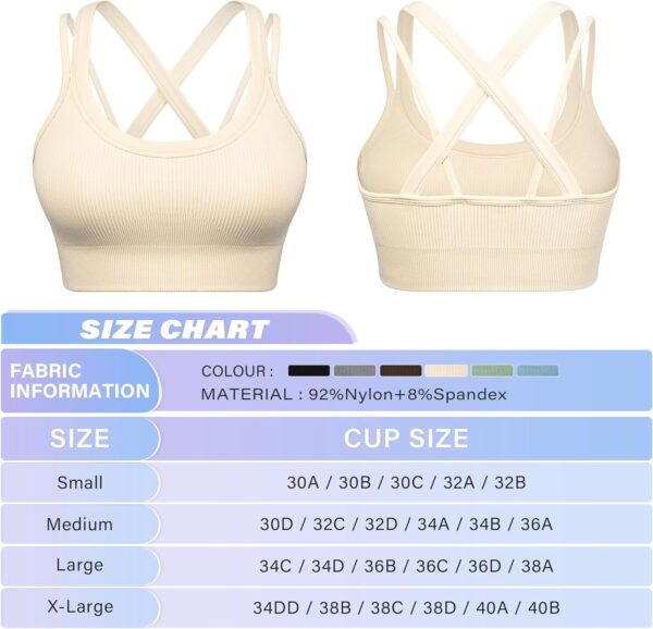 WANAYOU Sports Bras for Women High Support Ribbed Strappy Running Sports Bra…