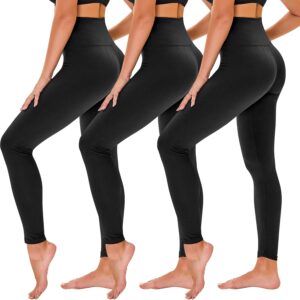 TNNZEET 3 Pack Leggings for Women – Black Tummy Control High Waisted Soft…