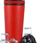 Ice Shaker Insulated Stainless Steel Shaker Bottle | 26oz, Red/Black | Cold for 30+...