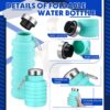 Baderke Collapsible Water Bottles 17oz Travel Sports Portable Water Bottle with…