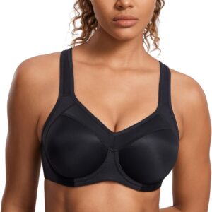 SYROKAN Women’s Full Support High Impact Racerback Lightly Lined Underwire…