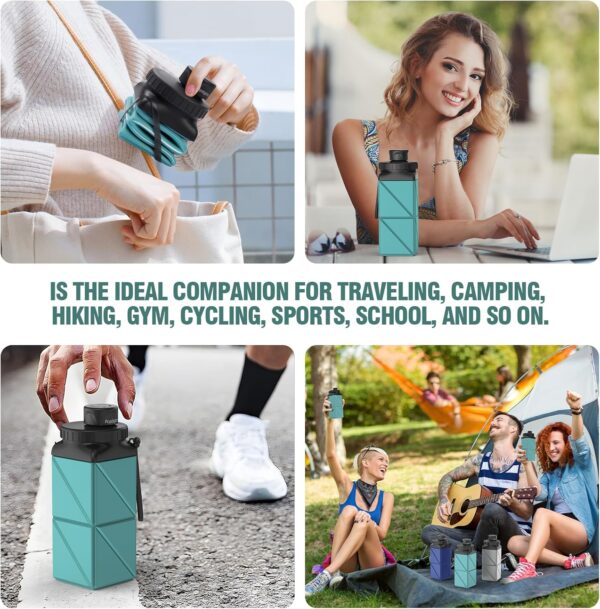 2pcs Collapsible Water Bottles,420ml Foldable Water Bottle BPA Free Reusable…