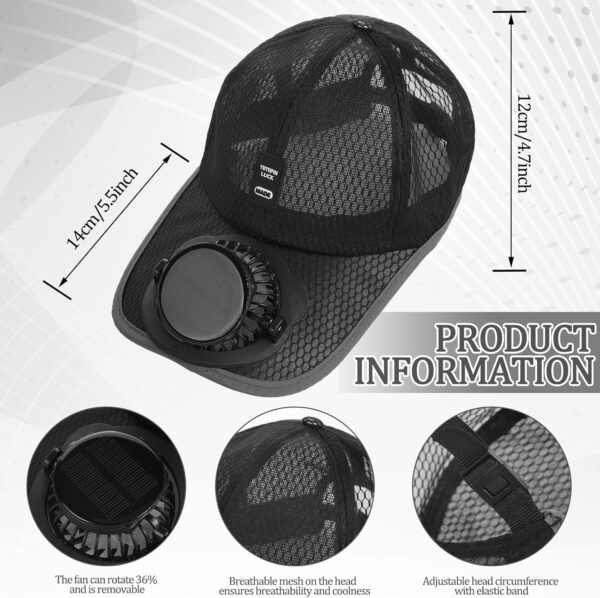 Baseball Cap with Solar Fan Golf Hat USB Charging Fan Breathable Mesh Hat with Fan…