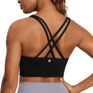 CRZ YOGA Womens Strappy Longline Sports Bra – Medium Impact Criss Cross Yoga…