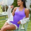 ATTRACO Ribbed Workout Tank Tops for Women with Built in Bra Tight Racerback…