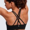 CRZ YOGA Women’s Strappy Sports Bras Fitness Workout Padded Yoga Top Criss…