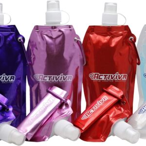 USA Merchant | Collapsible Reusable Water Bottle with Carabiner Clip Light Weight Leak…