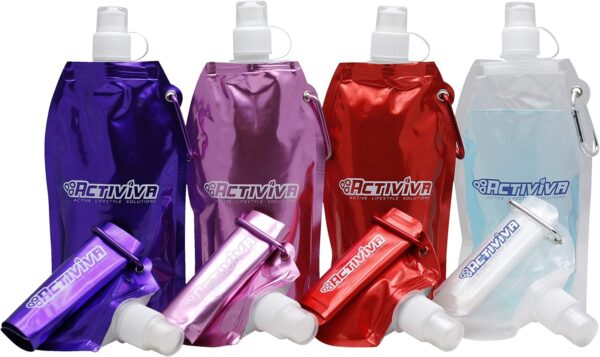 USA Merchant | Collapsible Reusable Water Bottle with Carabiner Clip Light Weight Leak…