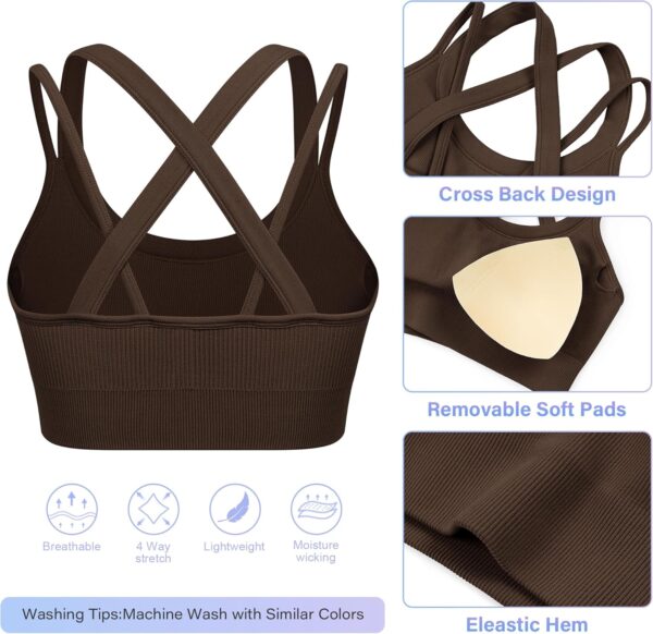 WANAYOU Sports Bras for Women High Support Ribbed Strappy Running Sports Bra…